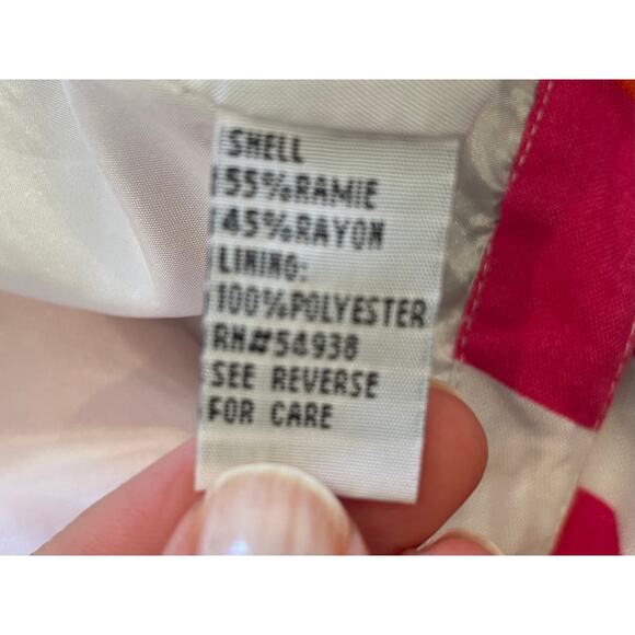 appraisal Ramie Blend Geometric Print Pink, Orange, Pencil Skirt Lined, 14 - Picture 8 of 12